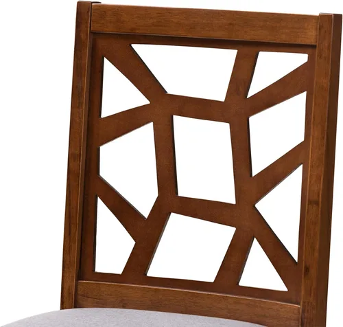 Miniatura 4 de Baxton Studio Silla de comedor Abilene Mid-Century tapizada de tela gris y acabado marrón nogal