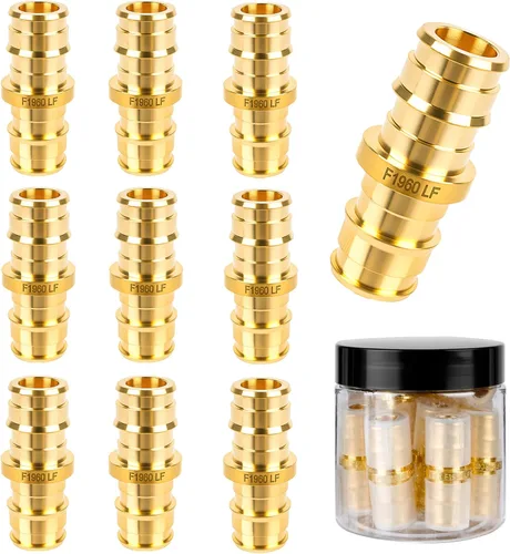 Miniatura 10 de PEX-A - Paquete combinado de accesorios de expansión – 1/2 pulgada en T y codo, paquete de 10 (5 T + 5 codos), latón sin plomo, compatible