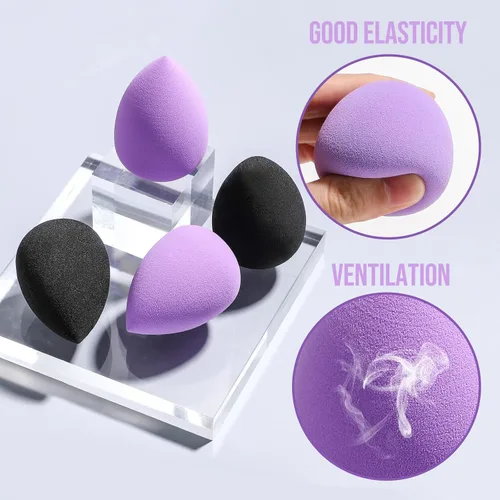 Miniatura 4 de BS-MALL Pinceles de maquillaje de alta calidad, base sintética, correctores de polvo, sombras de ojos, 18 piezas, juego de brochas con 4 esponjas