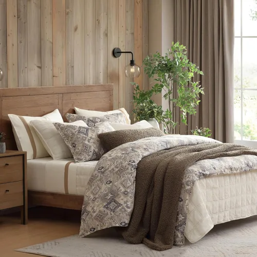 Miniatura 5 de HiEnd Accents Dalia - Juego de edredón de lino de 3 piezas, tamaño King, juego de ropa de cama floral azul claro, estampado botánico de flores