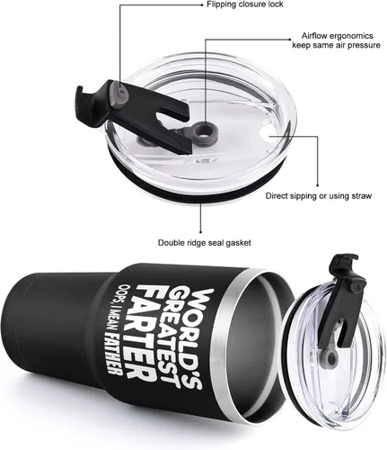 Miniatura 6 de Qtencas World's Greatest Farter, I Mean Father - Vaso de viaje para mejor papá, divertido regalo de cumpleaños y Navidad para papá, marido, hombres