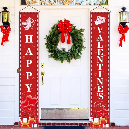 Miniatura 2 de KatchOn, Decoraciones de corazones colgantes de San Valentín, paquete de 31, pancarta de feliz día de San Valentín, Cupido, carta de amor