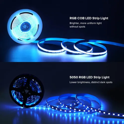 Miniatura 8 de SEZO RGBW COB LED Tira de luces RGB+blanco cálido 3000K 16.4FT/5M DC12V 896LEDs/m 0.472 in ancho FCOB RGBWW Flexible de alta densidad Uniforme Cinta