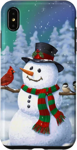 Miniatura 13 de Funda para iPhone 17 con diseño de muñeco de nieve y pájaros en invierno