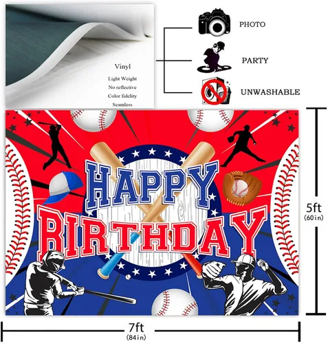Miniatura 2 de Avezano Telón de fondo para fiesta de béisbol, decoración de fiesta temática de béisbol, fiesta de cumpleaños, pancarta colgante de pared