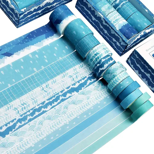 Miniatura 2 de Juego de 12 rollos de cinta Washi con varios patrones, suministros de manualidades para decoración de bricolaje y manualidades, estilo B