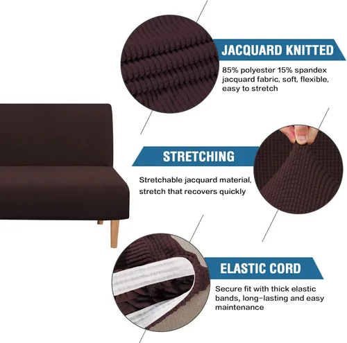 Miniatura 2 de H.VERSAILTEX - Funda elástica para sofá o cama, licra de alto elastano, lavable a máquina, tela Jacquard para sofá, futón Chocolate
