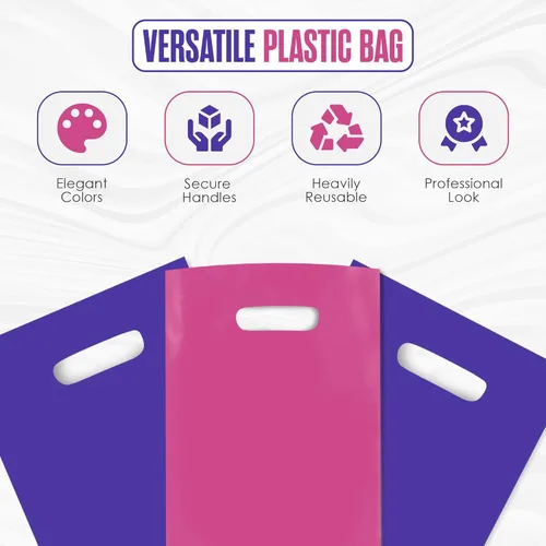 Miniatura 5 de Houseables Merchandise Bags, bolsas de compras, plásticas, 16" x 18", 100 unidades, 1.75 mil de espesor, baja densidad, brillante, color rosa