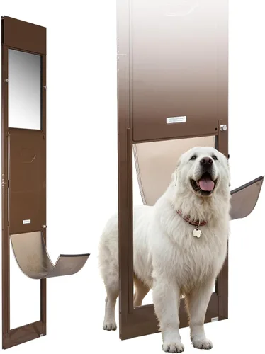 Miniatura 19 de VEVOR Puerta para perro para puerta corrediza de vidrio, 75 7/8 "-80 11/16 pulgadas de altura ajustable para puertas correderas, marco de aluminio