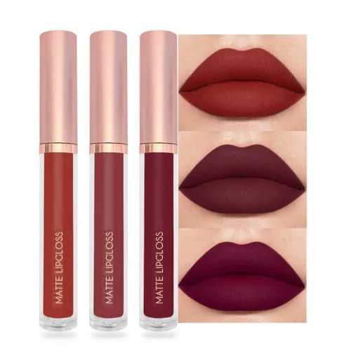 Miniatura 11 de BestLand Juego de 3 lápices labiales líquidos rojos atrevidos, seductores, brillo de labios mate de larga duración, impermeable, alto pigmento a
