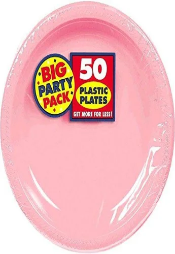 Miniatura 3 de Platos redondos de plástico desechables de color rosa brillante, 10.25 pulgadas (paquete de 50), vajilla resistente para fiestas, eventos y uso