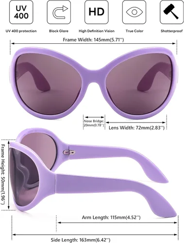 Miniatura 4 de FEISEDY Gafas de sol de moda de gran tamaño, clásicas, ovaladas, envolventes, con estilo, marco grande, sombra, gafas de mujer B2391