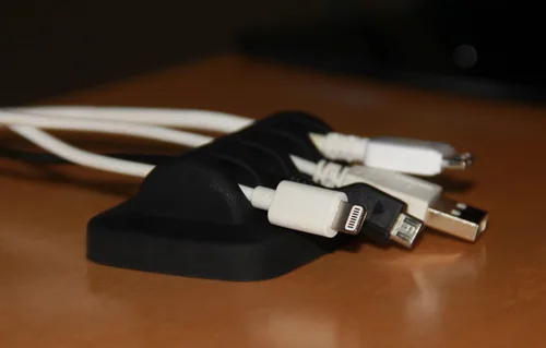 Miniatura 4 de Organizador de cables de escritorio, con peso, silicona ecológica, sin mal olor, incluye 4 bridas reutilizables (azul)