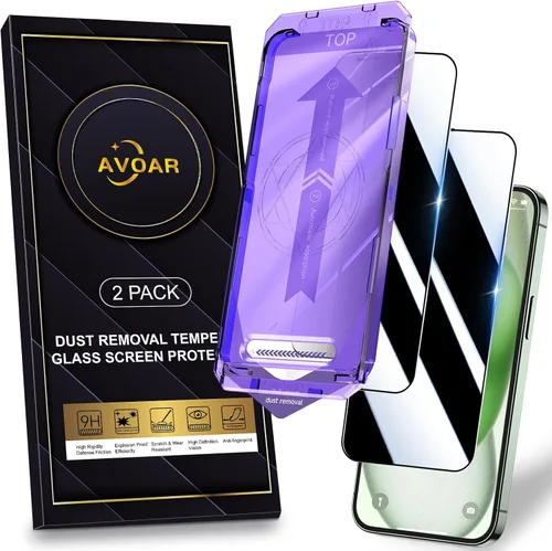 Miniatura 11 de Paquete de 2 protectores de pantalla de privacidad para iPhone 13 Pro Max /14 Plus [kit de alineación automática] vidrio templado, protección