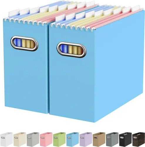 Miniatura 65 de Oterri Caja organizadora de archivos de cartón para colgar carpetas de archivos, tamaño carta, caja de archivos para escritorio de computadora