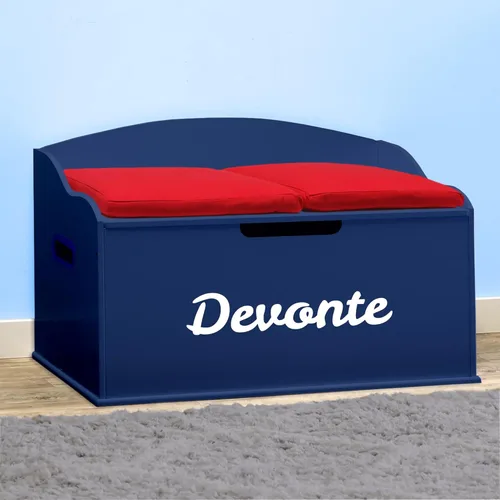 Miniatura 3 de DIBSIES Caja de juguetes personalizada Creative Wonders, serie Signature para niños, 30 x 19.25 x 18 pulgadas, tapa de cierre suave (azul)