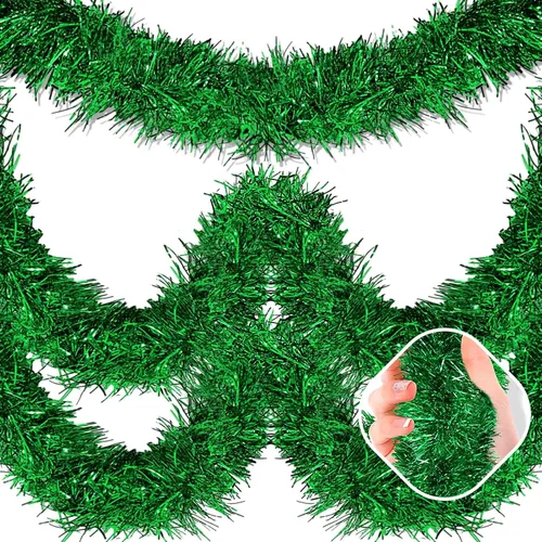 Miniatura 10 de Guirnalda de oropel de Navidad negra de 25 pies, guirnalda de papel de aluminio metálico para colgar en la pared, telón de fondo para flotadores