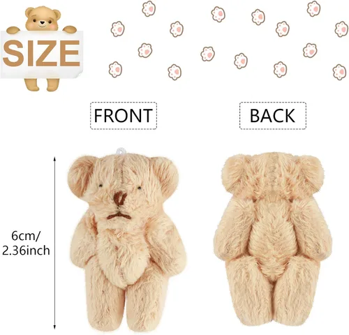 Miniatura 2 de Skylety 20 piezas de 2.36 pulgadas mini oso de peluche conjunto de oso de peluche pequeño animal suave muñeca adorno mochila llavero accesorio DIY