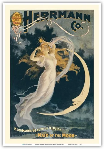 Miniatura 10 de Alexander Herrmann's Beautiful Illusion - Maid of the Moon - Póster mágico vintage c.1898 - Impresión artística maestra (sin marco) 9 x 12 pulgadas