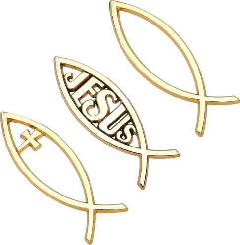 Miniatura 9 de SUPERFINDINGS 3 calcomanías de plástico ABS plateado con diseño de pez de Jesús, 5.5 x 1.8 pulgadas, 3D, calcomanía para coche, emblema, Dios Plata