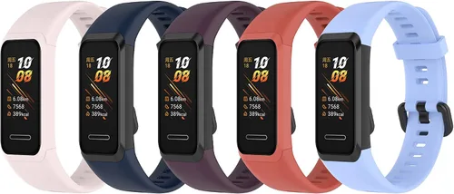 Miniatura 11 de Correas ECSEM compatibles con Huawei Band 4 y 5i de silicona suave, impermeable, ajustable, correa de reloj deportivo, correas de repuesto