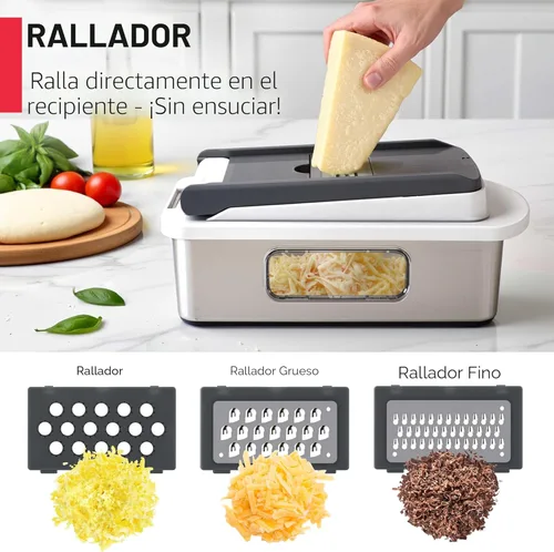 Miniatura 5 de Mueller Pro-Series 10-en-1, Cortador Multifuncional de Verduras y Mandolina de 8 Cuchillas de Acero Inoxidable, Accesorios y Esenciales de Cocina