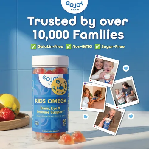 Miniatura 3 de GOJOY Kids Gomitas de Omega 3 DHA – Sin eructos de pescado, sin azúcar – Apoyo al cerebro, ojos y sistema inmunológico – Omega-3 de origen vegetal