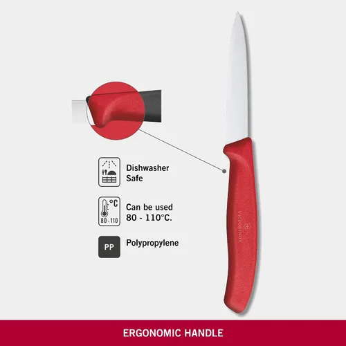 Miniatura 3 de Victorinox VIC-6.7631 Swiss Classic Paring 3¼"" Hoja de punta de lanza dentada 5/8" de ancho en el mango Rojo", multicolor, m
