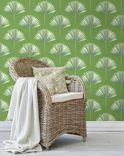 Miniatura 5 de NextWall Papel tapiz tropical para despegar y pegar de palmera (brote verde)