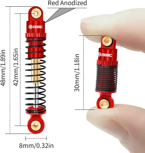 Miniatura 6 de OGRC Amortiguadores de Aluminio Delanteros y Traseros Amortiguador RC para Axial SCX24 C10 JLU Deadbolt Gladiator Bronco Piezas de Mejora (Rojo)