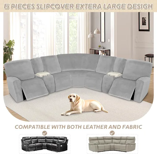 Miniatura 590 de Arfntevss Fundas de sofá seccional reclinable de terciopelo, Funda de sofá seccional de esquina para sofá reclinable, Funda elástica suave