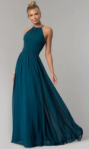 Miniatura 3 de Chiffon Halter Bridesmaid Dresses for Wedding Spaghetti Straps A Line Long Formal Evening Prom Party Gown