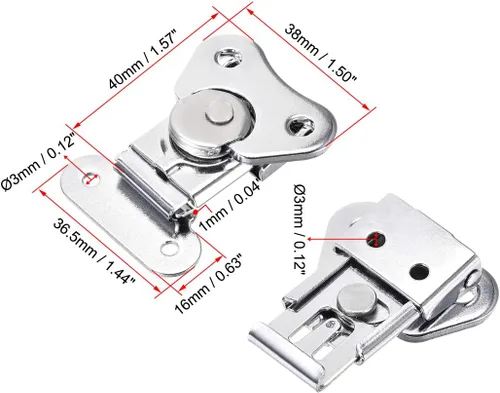 Miniatura 2 de uxcell Abrazadera de palanca de hierro de 1.57 pulgadas con cierre giratorio de mariposa para caja de caja - 2 piezas (plata)