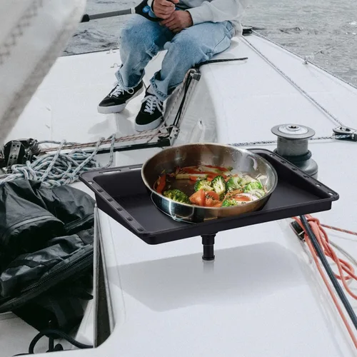 Miniatura 6 de Mesa de corte para bote de Lenwen para mesa de cebo de bote, tabla de limpieza de peces y filete, mesa de corte de cebo montada con soporte