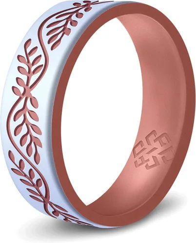 Miniatura 21 de Anillo de silicona Knot Theory en Filigrana, Floral, Corazones o Laurel - Banda de boda de silicona grabada de doble capa, para actividades