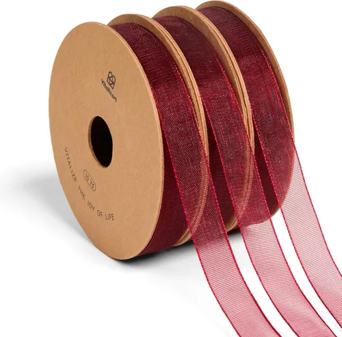 Miniatura 10 de Vitalizart - 3/8" x 90 yardas de cinta de organza, juego de 9 rollos x 10 yardas de cinta transparente para envolver regalos, manualidades, lazos