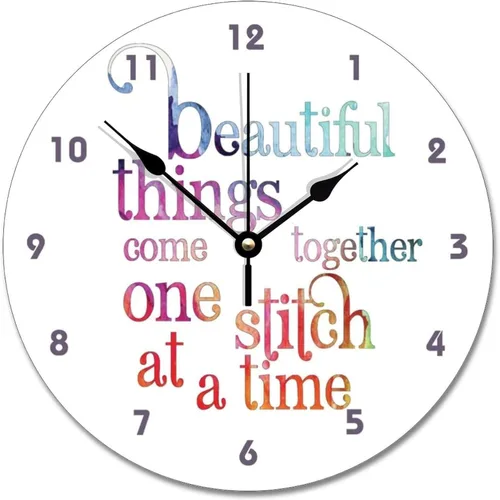 Reloj de pared para tejer uno a la vez, divertido reloj de madera moderno 10 silencioso, sin tictac, de cuarzo, funciona con pilas, para sala de