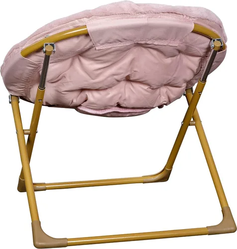 Miniatura 8 de Flash Furniture Silla Mini Plegable y Acogedora Gwen para Niños - Silla Lunar de Pelo Sintético Color Rosa Claro - Estructura de Metal Dorado Suave