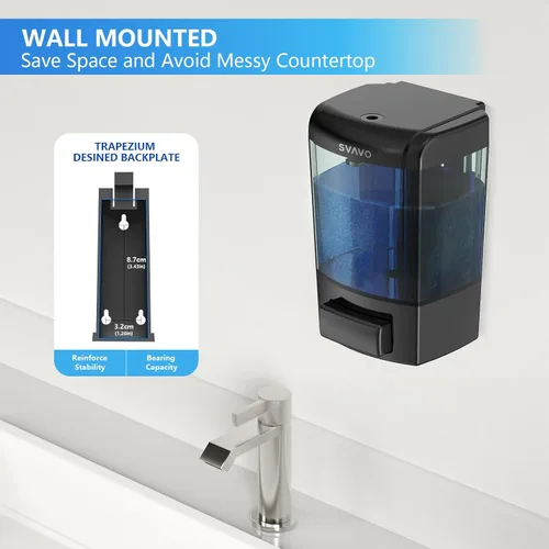 Miniatura 2 de SVAVO Dispensador de Jabón Montado en Pared Dispensador Manual de Jabón para Cocina y Baño Dispensador de Jabón de Mano Recargable para Contenedores