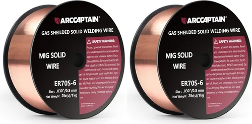 Miniatura 10 de ARCCAPTAIN Alambre de soldadura MIG, 0.030 10Lb Mig Wire ER70S-6 10Lbs Acero de carbono sólido con gas de baja salpicadura Alambre de soldadura MIG
