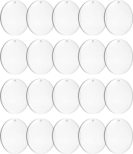 Miniatura 8 de 50 piezas de círculo acrílico transparente con agujero de 2.953 x 0.059 in, adornos acrílicos transparentes en blanco de 3 pulgadas, hojas redondas