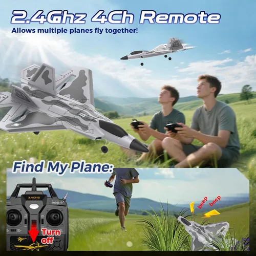 Miniatura 3 de CKYSCHN F22 - Avión de control remoto - Avión de combate RC de 4 canales para principiantes y adultos con luces, avión RC RTF de 2.4GHz