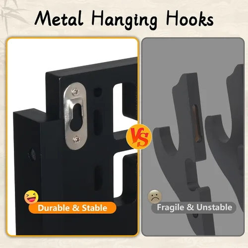 Miniatura 2 de Alyoen Soporte de pared Katana para espada Samurai con gancho acolchado de terciopelo y patrón de dragón, soporte de espada para sable de luz