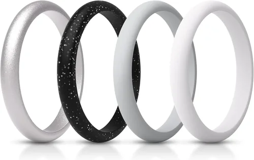 Miniatura 42 de ThunderFit - Realzadores de anillos de silicona delgados y apilables para mujer, alianzas de boda de silicona, 2.5 mm de ancho y 2 mm de grosor
