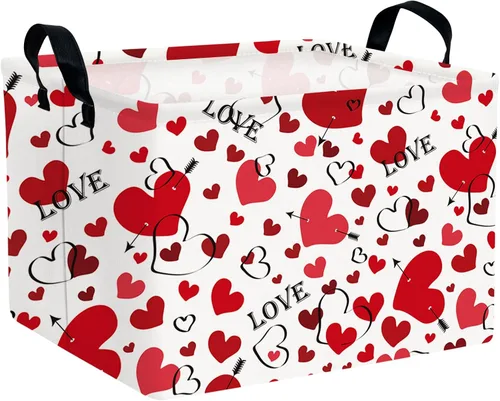 Miniatura 11 de Cesta de regalo de San Valentín, lindo corazón vacío, gran cesta de almacenamiento para decoración de habitación de niños y bebés (Amor de globo)