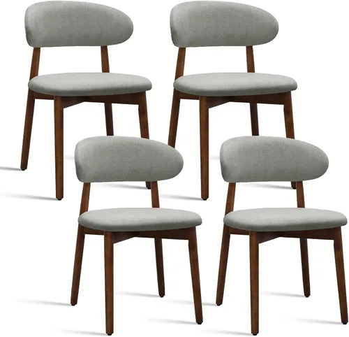 Miniatura 28 de Juego de 2 sillas de comedor de granja, modernas sillas de comedor de madera de mediados de siglo, sillas de comedor tapizadas de tela de granja