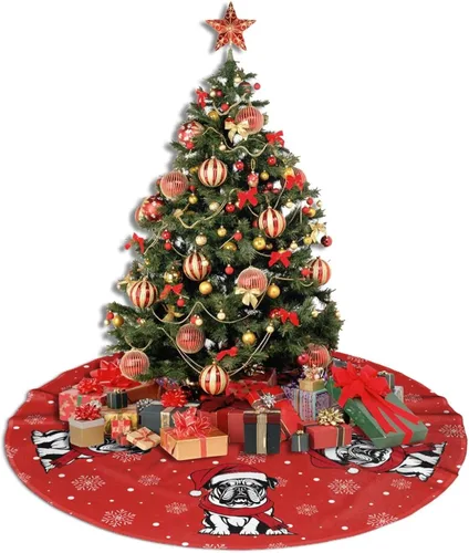 Miniatura 4 de Falda de árbol de Navidad de Bulldog inglés, hermosa para adornos de fiesta de Navidad, accesorio de decoración de vacaciones, 30 pulgadas