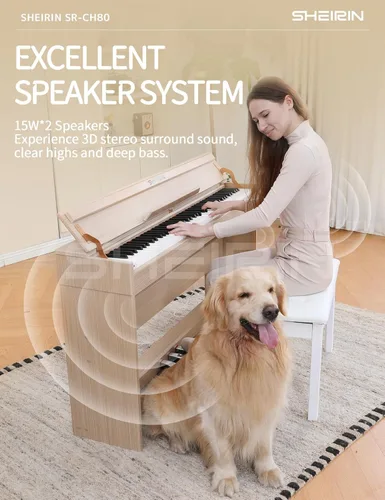Miniatura 5 de Piano digital de 88 teclas con teclado pesado, soporte, cubierta, acción de martillo, teclado acústico eléctrico vertical de tamaño completo, pedal