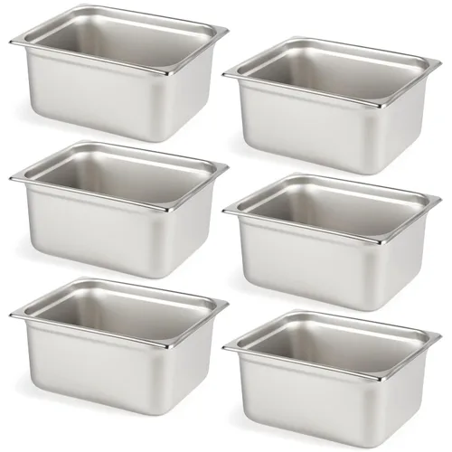 Miniatura 31 de CURTA Paquete de 6 sartenes antiatascos para hotel, tamaño 1/6 de 6 pulgadas de profundidad, bandeja comercial NSF de acero inoxidable 18/8