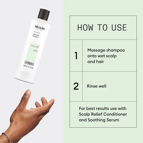 Miniatura 5 de Nioxin Scalp Relief Cleansing Shampoo Soothes, Hydrates, & Thickens Hair For Sensitive, Dry, & Itchy Scalp Made with Aloe Vera & Vitamin E